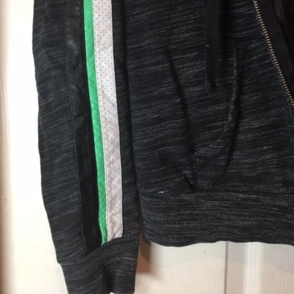 PINK Victoria's Secret Front Full-Zip Side Stripes Black/Gray Hoodie Medium - Picture 7 of 16
